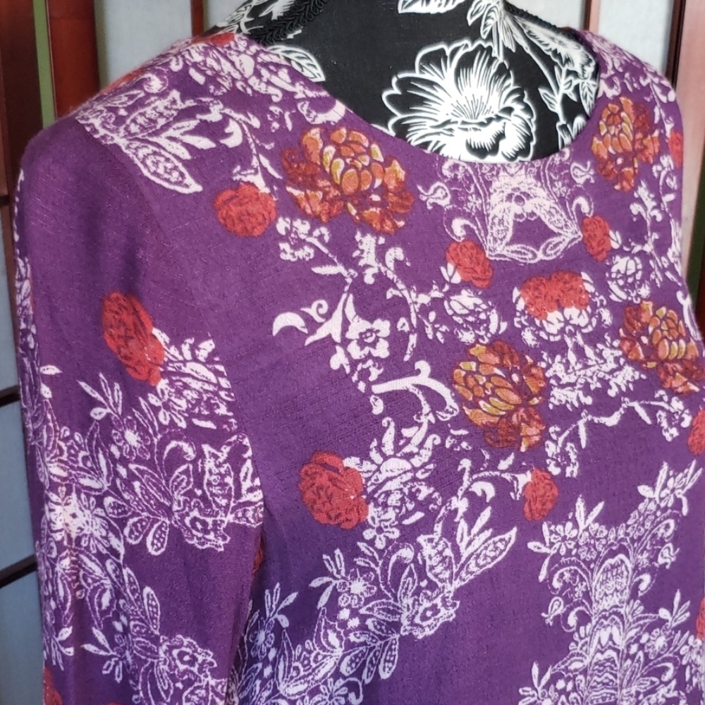 Free People Backless Ruffle Skirt Long Sleeve Floral Mini Dress Size S - Picture 2 of 8